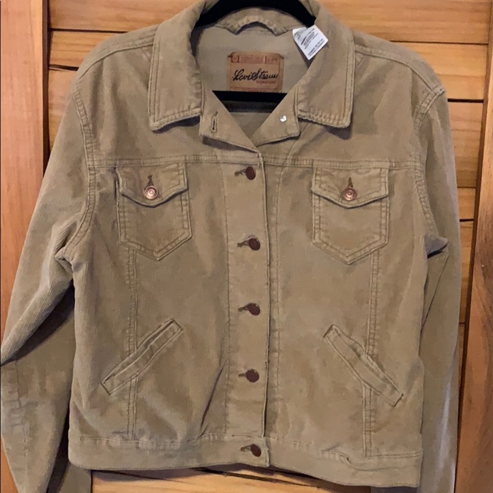 Levi Women's Tan Corduroy Trucker Biker Jacket Lg